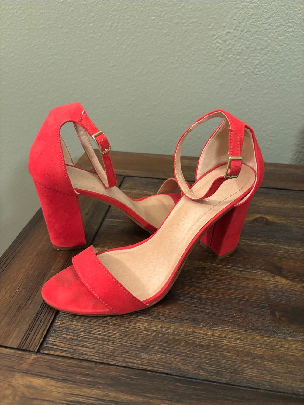 Madden Girl Red Block Heel Ankle Strap Sandals